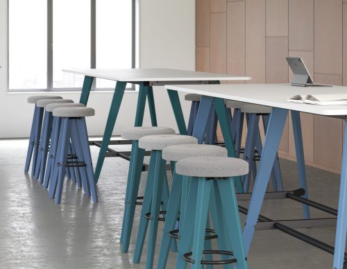 <h5>Rectangular Poseur Height Tables with Coloured Wood Tapered Leg - Image 10