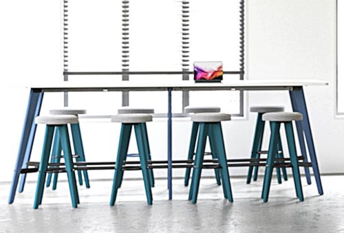 <h5>Rectangular Poseur Height Tables with Coloured Wood Tapered Leg - Image 11