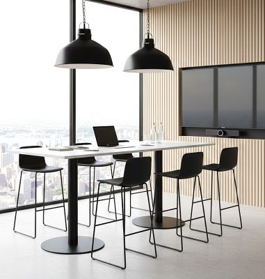 <h5>OI Square Top Poseur Tables